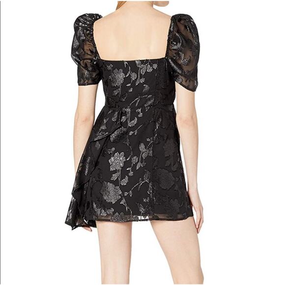 HOUSE OF HARLOW 1960 x REVOLVE Puff Sleeve Square Neck Metallic Mini Dress Small - Picture 3 of 10